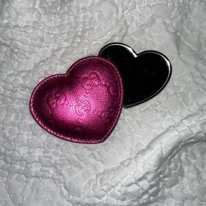 Gucci heart shaped mirror and pouch